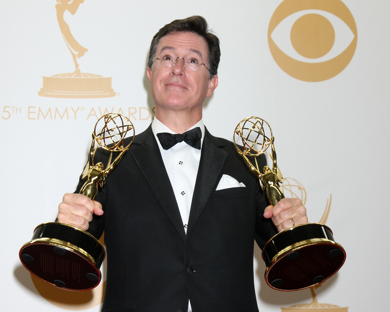 Stephen Colbert with Emmy Awards