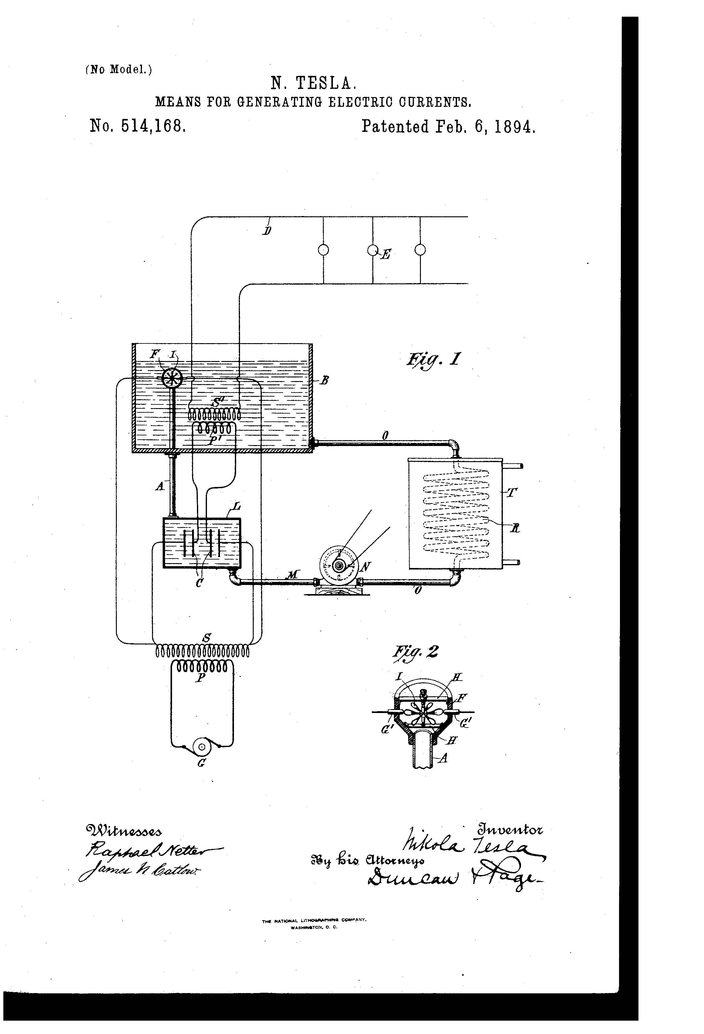 Electric Current Generator Patent