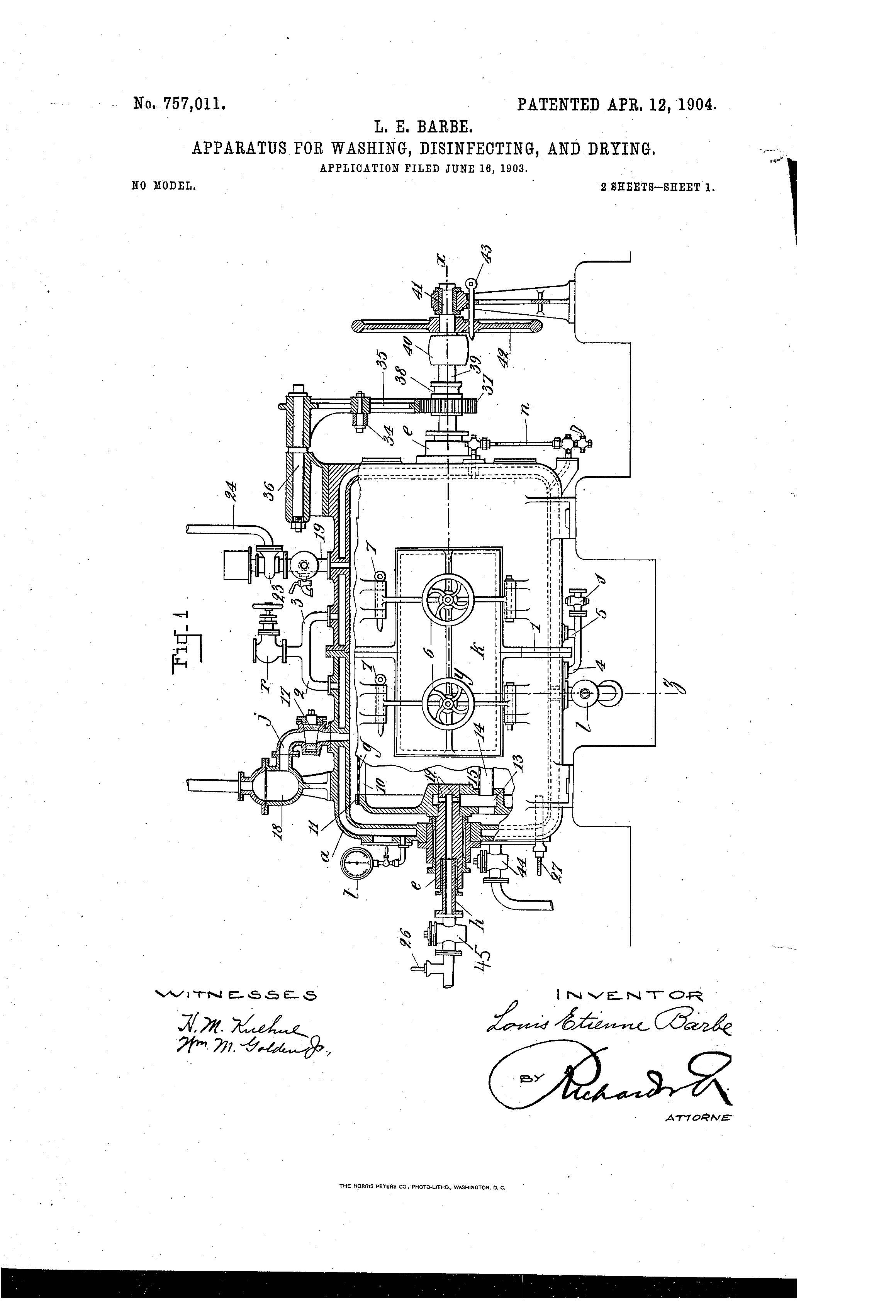 Apparatus for Washing Disinfecting and Drying Patent