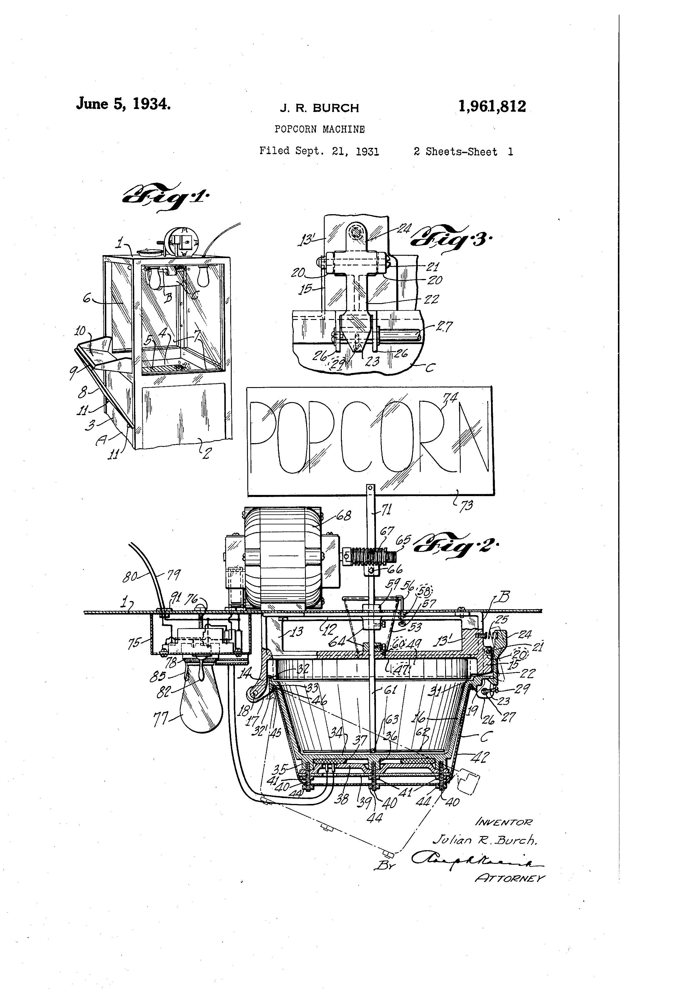 popcorn machine patent