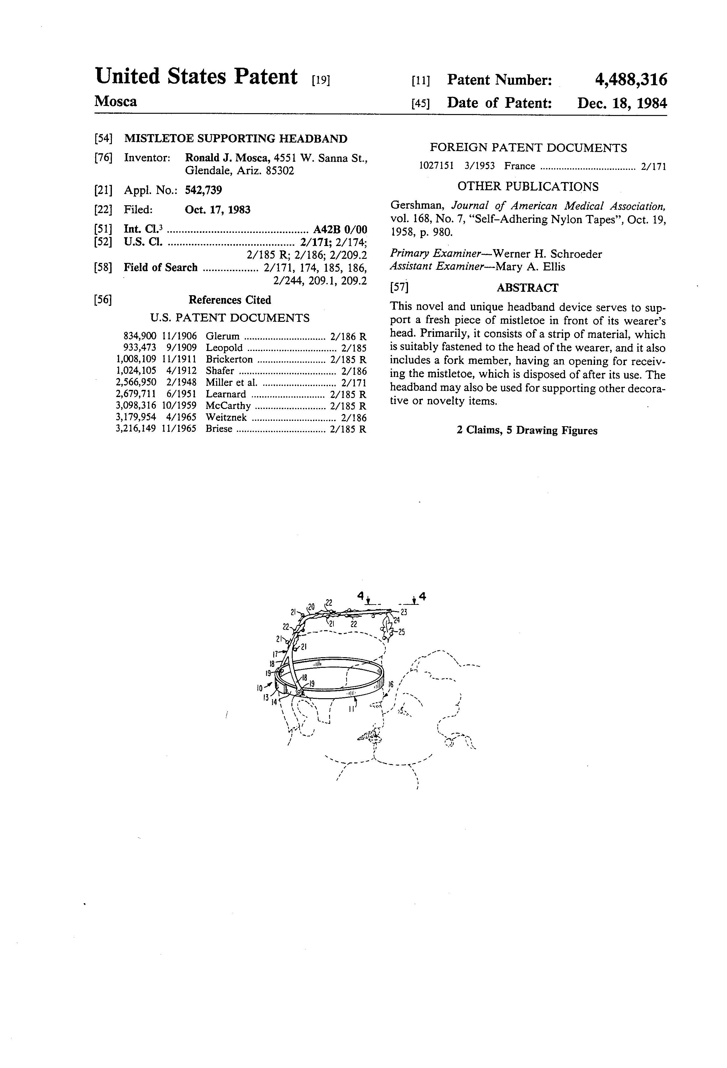 Mistletoe Headband Patent