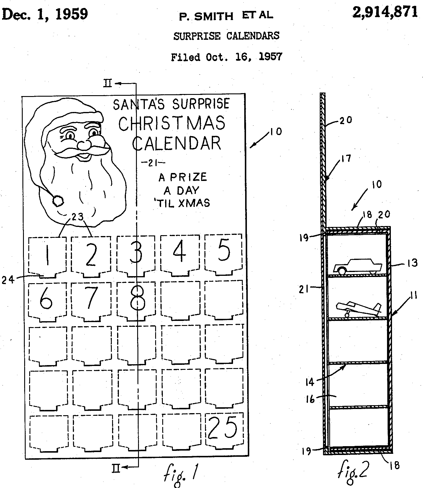 patent for Suprise calendars Santa's surprise Christmas calendar aka advent calendar